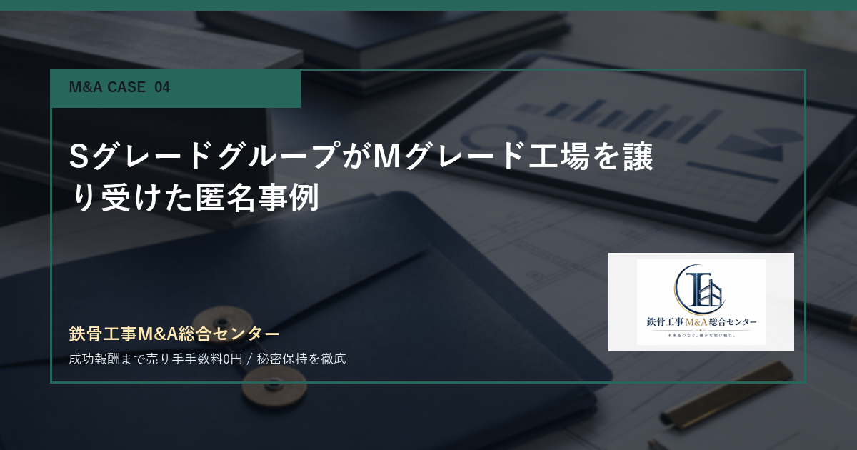 SグレードグループがMグレード工場を譲り受けた匿名事例のアイキャッチ画像