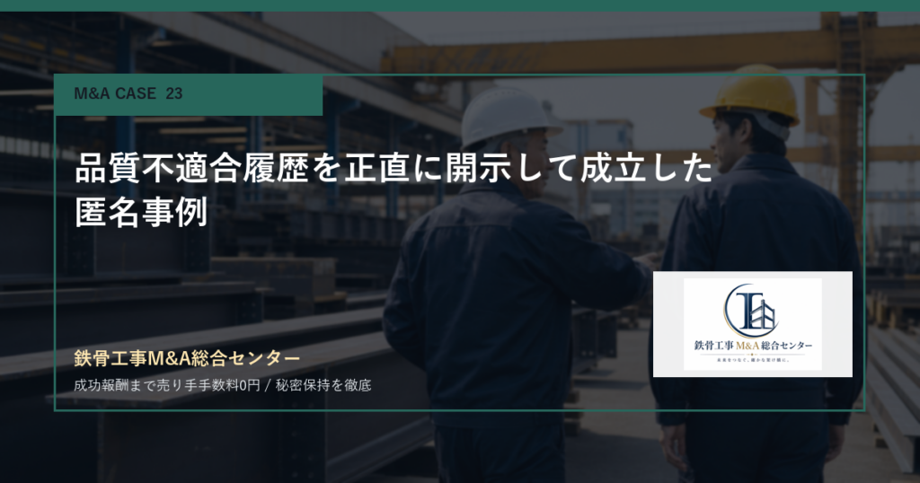品質不適合履歴を正直に開示して成立した匿名事例のアイキャッチ画像