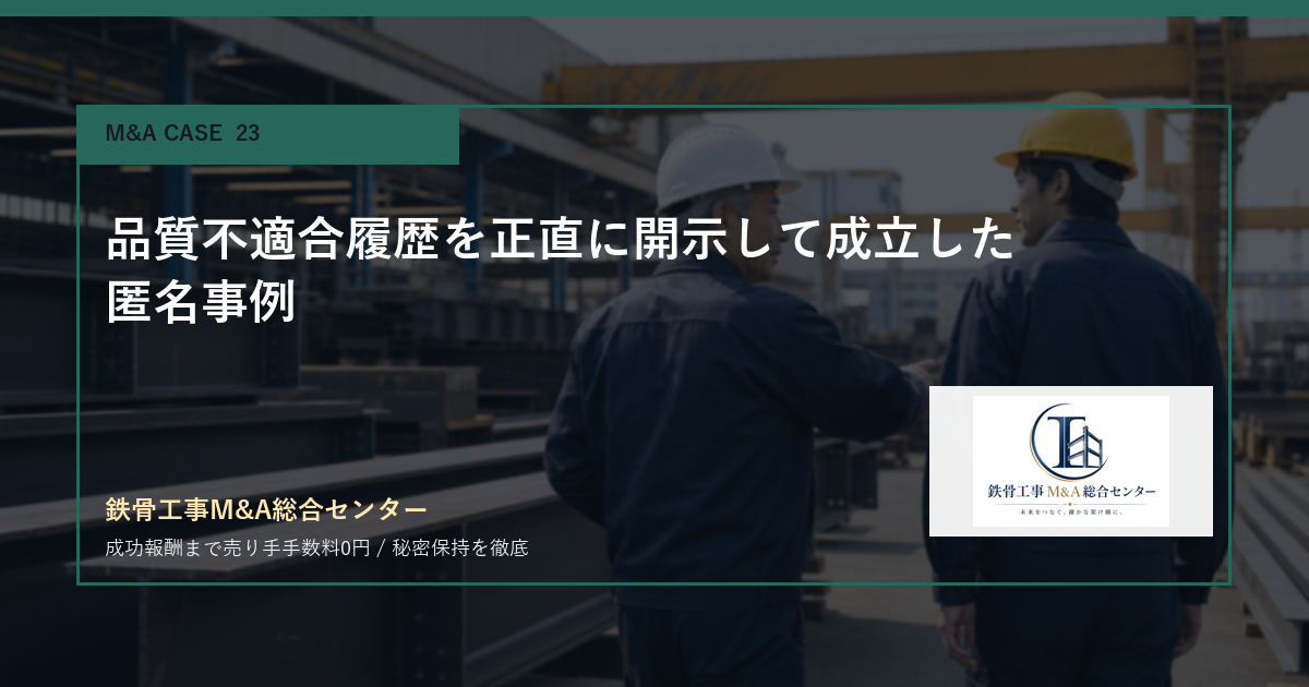 品質不適合履歴を正直に開示して成立した匿名事例のアイキャッチ画像